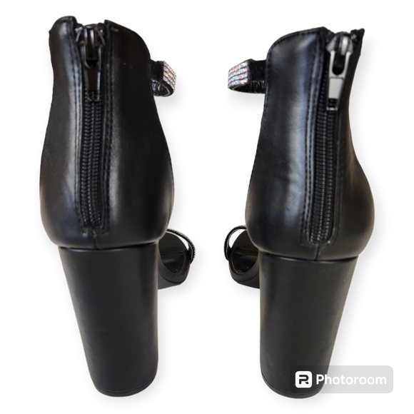 Charlotte Russe Black Sparkly Embellished ALMIE Heels Sandals Shoes Sz 8 - Picture 9 of 12